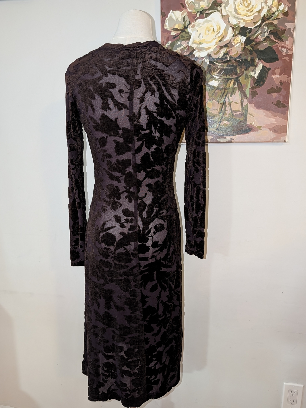 Rare Vintage (90s/Y2K) Velvet Burnout Midi Dress - Picture 4 of 9